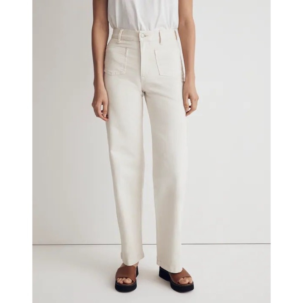 Madewell Perfect Vintage Wide‎ Leg Jeans Size 32 Tall White Canvas High Rise